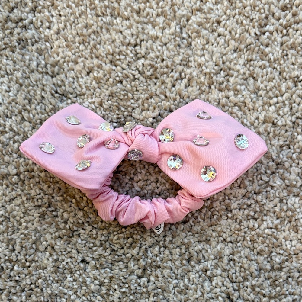 Pink  Bow Hair Scrunchie SCL